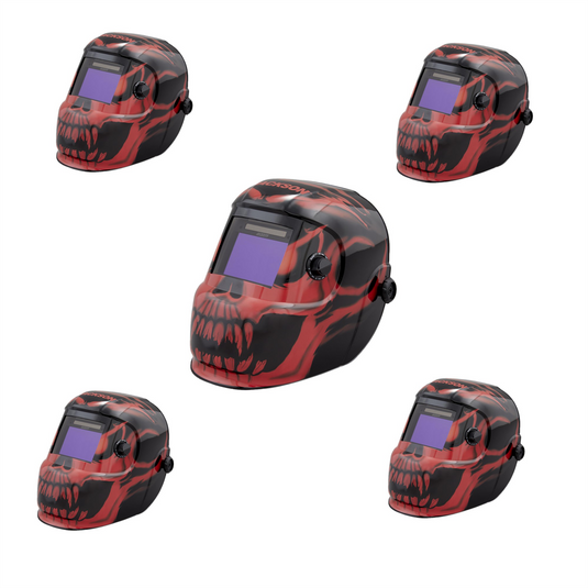 Jackson Safety Jackson Safety - Quantity 5 Pack - Welding Helmet - Auto Darkening - Nylon - 3.94"" x 2.36"" Viewing Area - Shade 4/9-13 Variable with Grind ADF 1/1/1/2 - 370 Speed Dial Headgear - Bead Demon Graphics