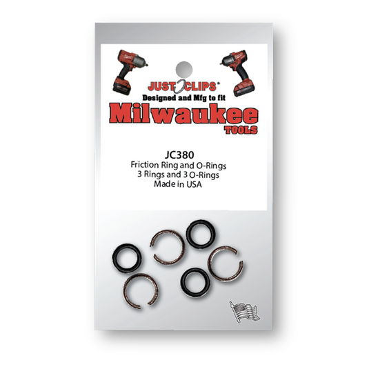 JUST CLIPS 3/8"" FRICTION RINGS & O-RINGS FOR MILWAUKEE TOOLS - 10 PACK