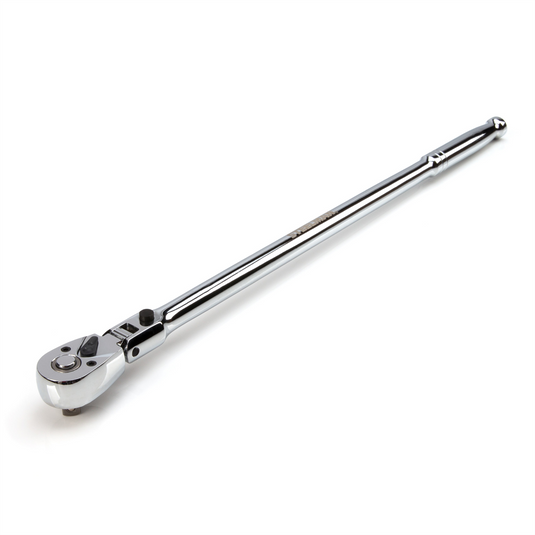 J S Products 3/8-Inch Drive 72-Tooth 180-Degree Flex-Head Reversible Quick-Release Ratchet with 18-Inch Long Full Polish Handle