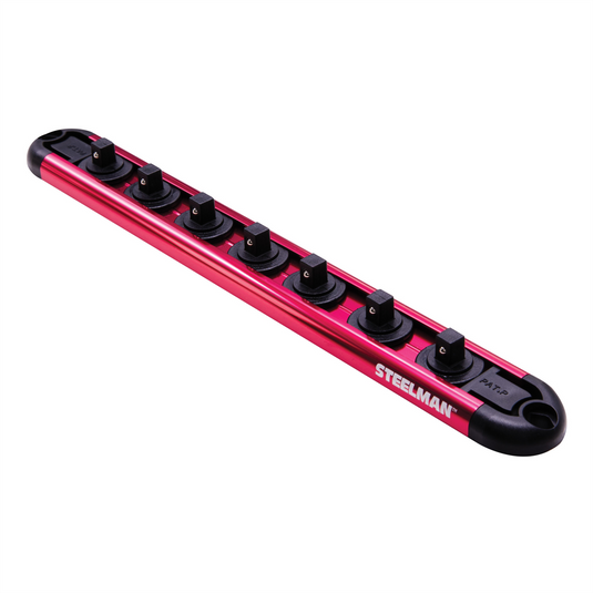 J S Products 1/4-Inch Drive 7-Piece Aluminum Socket Storage Rail
