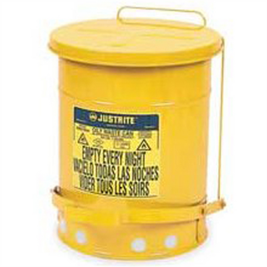 Justrite Mfg. Co. Yellow Oil Waste Can; 6 Gallon