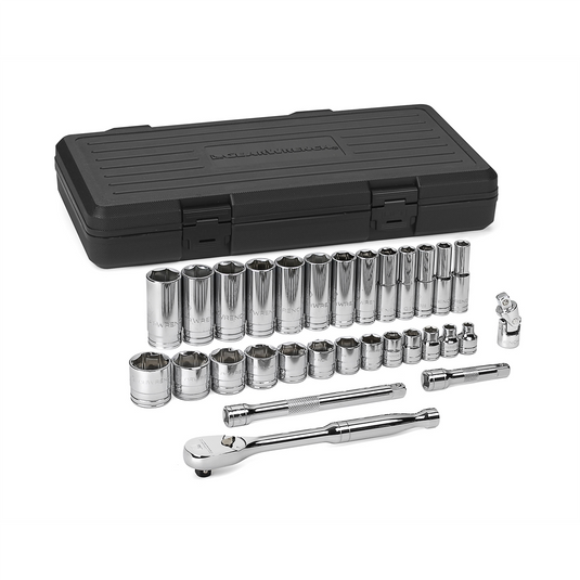 GearWrench 30 Piece 3/8 Inch Drive 6 Point Standard & Deep SAE Mechanics Tool Set