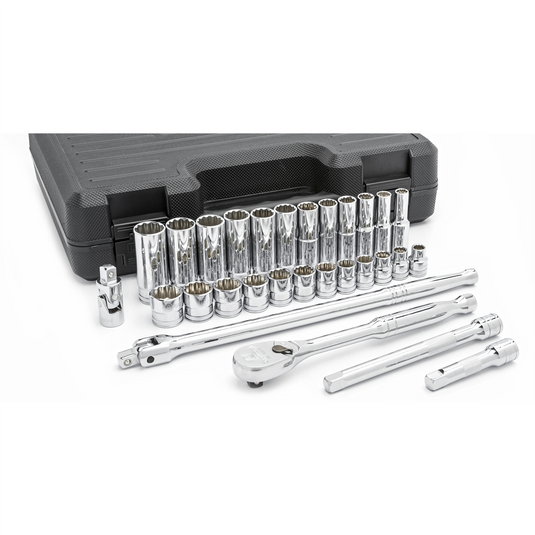 GearWrench 29 Piece 3/8 Inch Drive 12 Point Standard & Deep Metric Mechanics Tool Set