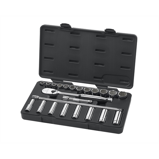 GearWrench 23 Piece 1/2 Inch Drive 6 Point Standard & Deep SAE Mechanics Tool Set