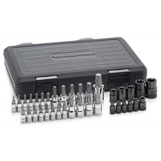 GearWrench 36 Piece 1/4 Inch; 3/8 Inch & 1/2 Inch Drive Tamper Proof Torx/E-Torx/Torx Bit Socket Set