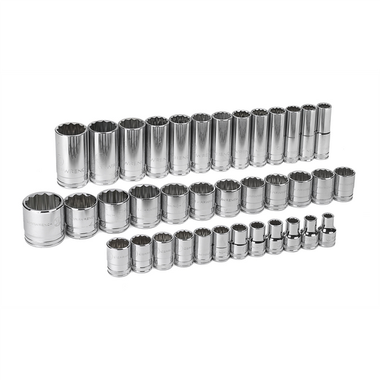 GearWrench 37 Piece 1/2 Inch Drive 12 Point Standard & Deep Metric Socket Set