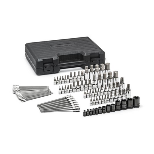 GearWrench 84 Piece 1/4 Inch; 3/8 Inch & 1/2 Inch Drive Hex/Ball End Hex/Tamper Proof Torx/External Torx/Torx SAE/Metric Bit Set