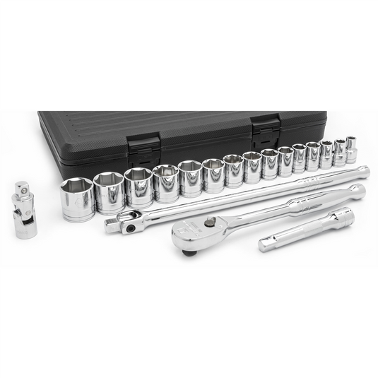 GearWrench 19 Piece 1/2 Inch Drive 6 Point Standard SAE Mechanics Tool Set