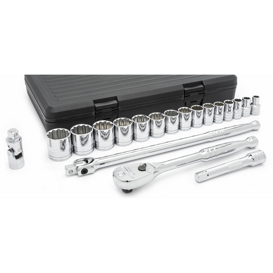 GearWrench 19 Piece 1/2 Inch Drive 12 Point Standard SAE Mechanics Tool Set