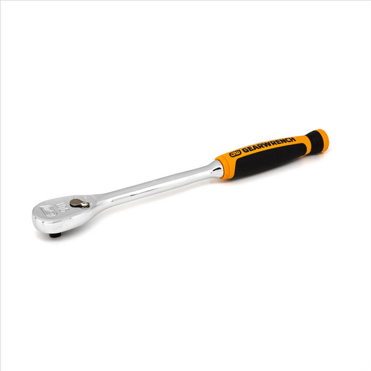 GearWrench 1/4 Inch Drive 90-Tooth Long Handle Dual Material Teardrop Ratchet 8 Inch