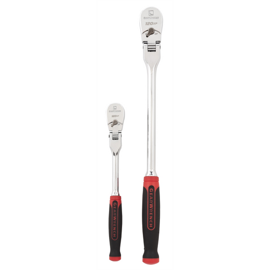 GearWrench 2 Piece 1/4 Inch and 3/8 Inch Drive 120XP Dual Material Flex Handle Teardrop Ratchet Set