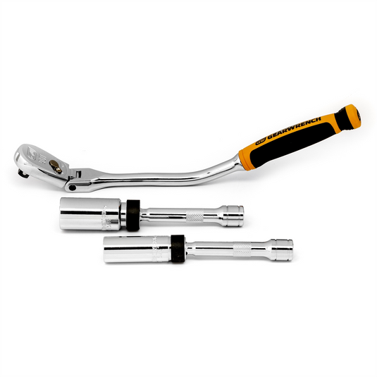 GearWrench 3 Piece 3/8 Inch Drive 90-Tooth Spark Plug Ratchet Set