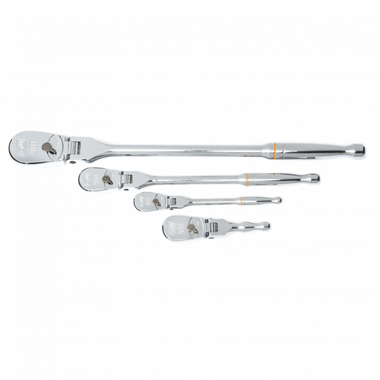 GearWrench 4 Piece 1/4 Inch; 3/8 Inch & 1/2 Inch Drive 90-Tooth Flex Head Teardrop Ratchet Set