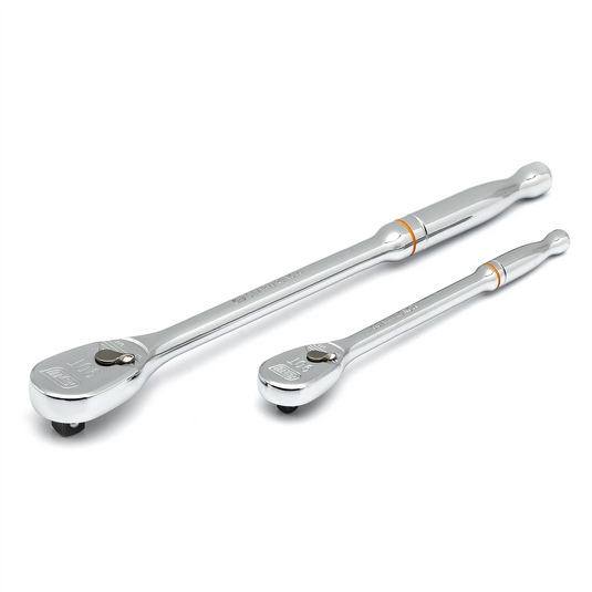 GearWrench 2 Piece 1/4 Inch & 3/8 Inch Drive 90-Tooth Long Handle Teardrop Ratchet Set