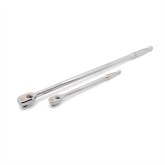 GearWrench 2 Piece 1/4 Inch and 3/8 Inch Drive 120XP Extra Long Handle Full Polish Teardrop Ratchet Set