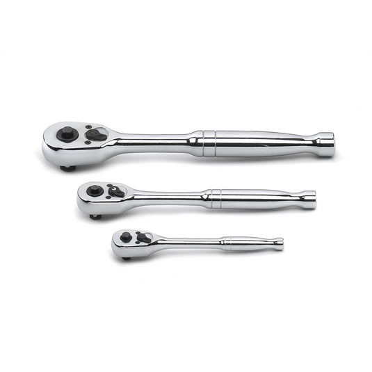 GearWrench 3 Piece 1/4 Inch; 3/8 Inch & 1/2 Inch Drive 45-Tooth Quick Release Teardrop Ratchet Set