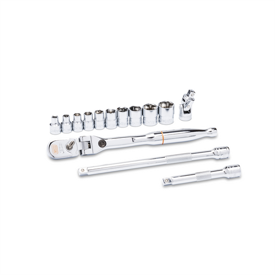 GearWrench 14 Piece 1/4 Inch Drive 120XP Locking Flex Head Ratchet and 6 Point SAE Stubby Socket Mechanics Tool Set