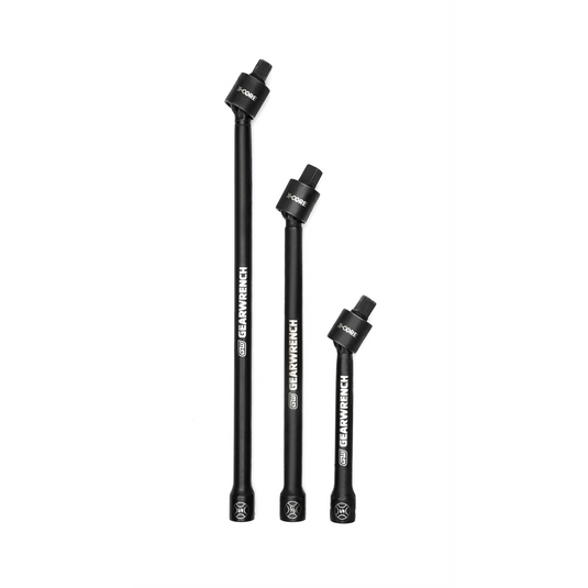 GearWrench 3 Piece 3/8 Inch Drive X-Core Pinless Universal Joint Impact Extension Set 6 Inch; 9 Inch & 12 Inch