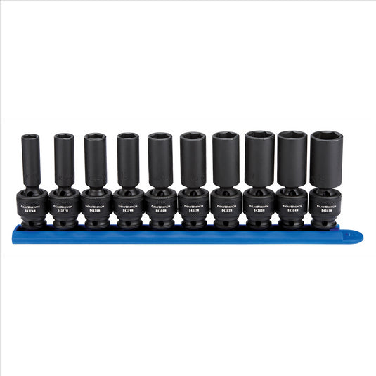 GearWrench 10 Piece 3/8 Inch Drive 6 Point Deep Universal Impact Metric Socket Set