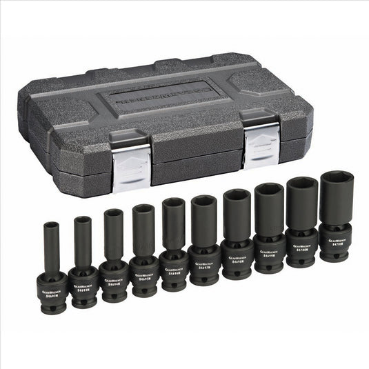GearWrench 10 Piece 1/2 Inch Drive 6 Point Deep Universal Impact SAE Socket Set