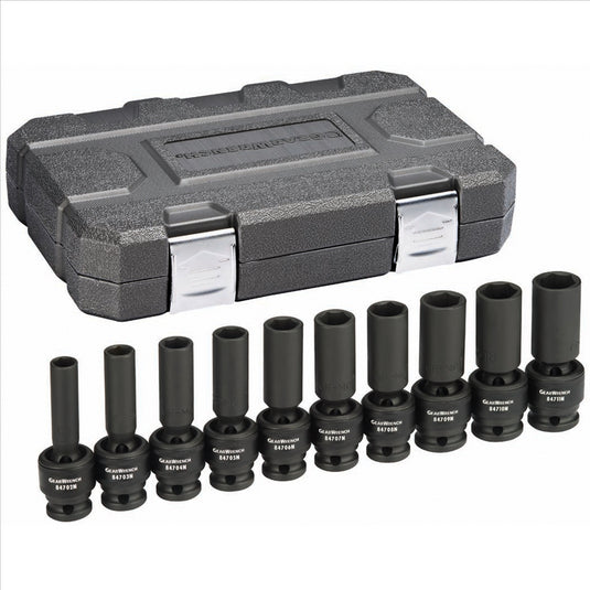 GearWrench 10 Piece 1/2 Inch Drive 6 Point Deep Universal Impact Metric Socket Set