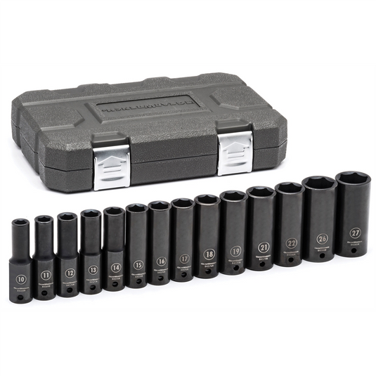 GearWrench 14 Piece 1/2 Inch Drive 6 Point Deep Impact Metric Socket Set