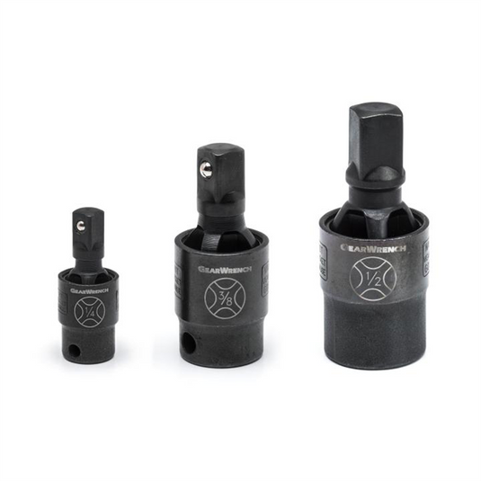 GearWrench 3 Piece 1/4 Inch; 3/8 Inch & 1/2 Inch Drive X-Core Pinless Impact Universal Joint Set