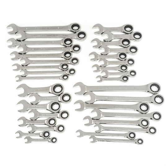 GearWrench 34 Piece 72-Tooth 12 Point Standard & Stubby Ratcheting Combination SAE/Metric Wrench Set
