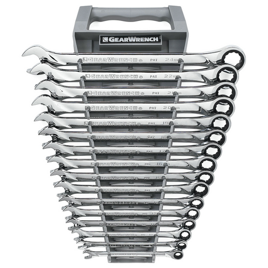GearWrench 16 Piece 72-Tooth 12 Point XL Ratcheting Combination Metric Wrench Set