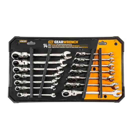 GearWrench 14 Piece 72-Tooth 12 Point Flex Head Ratcheting Combination SAE/Metric Wrench Set