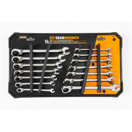GearWrench 14 Piece 72-Tooth 12 Point Reversible Ratcheting Combination SAE/Metric Wrench Set