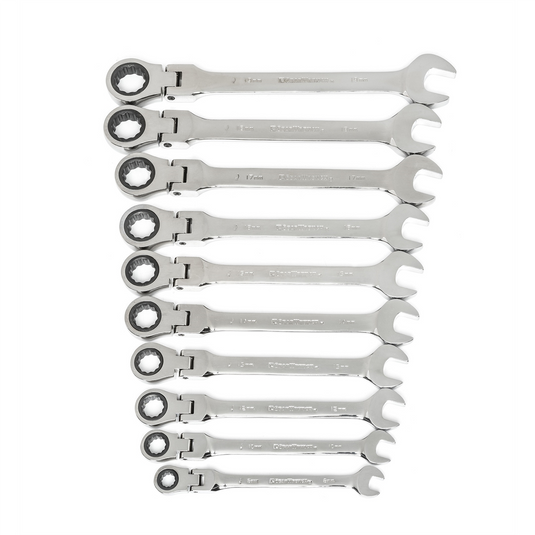 10PC METRIC FLEX-HEAD RATCHETING WRE SET