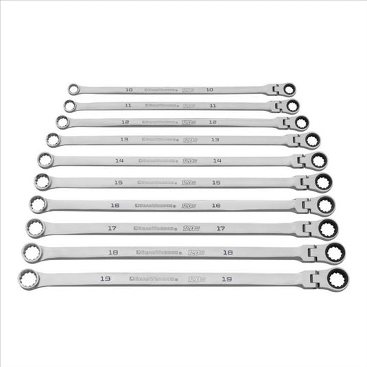 GearWrench 10 Piece 120XP Universal Spline XL Flex Head GearBox Ratcheting Metric Wrench Set