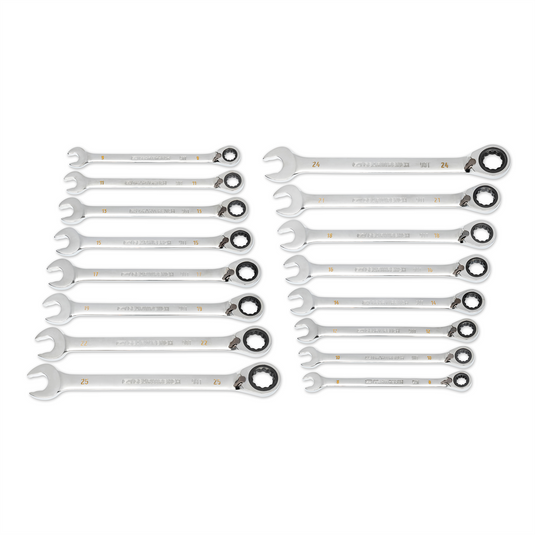 GearWrench 16 Piece 90-Tooth 12 Point Metric Reversible Ratcheting Wrench Set