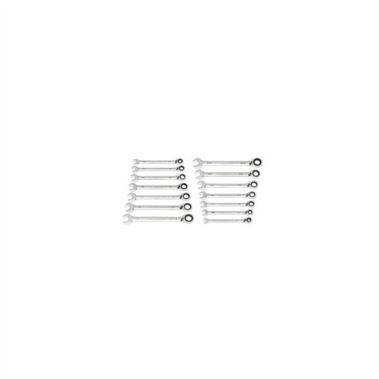 GearWrench 14 Piece 90-Tooth 12 Point SAE Reversible Ratcheting Wrench Set with Wrench Roll