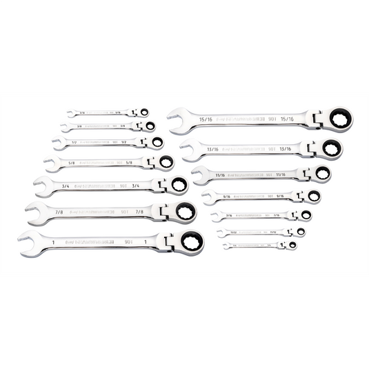 GearWrench 14 Piece 90-Tooth 12 Point Flex Head Ratcheting Combination SAE Wrench Set