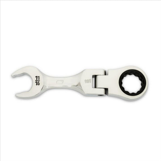 GearWrench 11/16 Inch 90-Tooth 12 Point Stubby Flex Combination Ratcheting Wrench