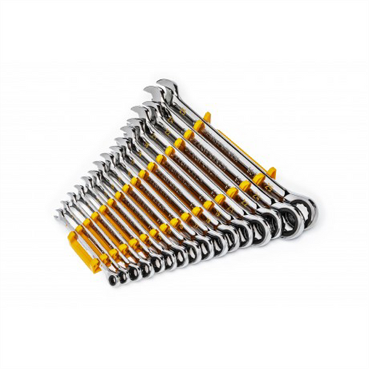 GearWrench 16 Piece 90-Tooth 12 Point Metric Combination Ratcheting Wrench Set