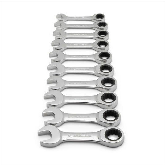 GearWrench 10 Piece 72-Tooth 12 Point Stubby Ratcheting Combination Metric Wrench Set