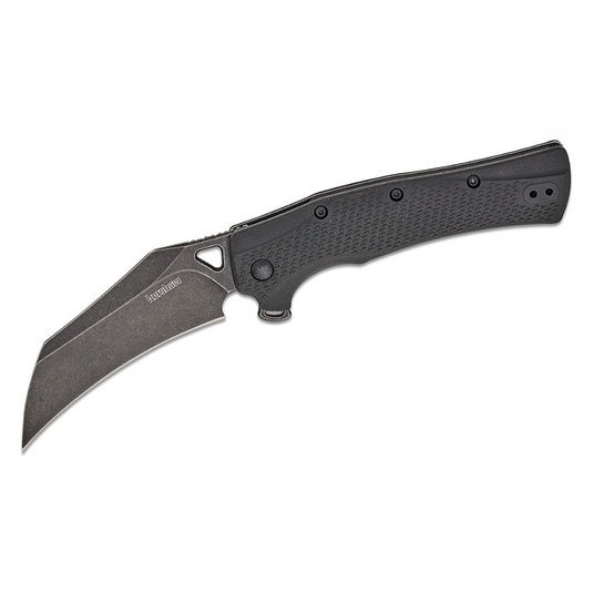 Kershaw Dawnstar Assisted Open Liner Lock Hawkbill Blade Folding Pocket Knife with Blackwash Finish- Black