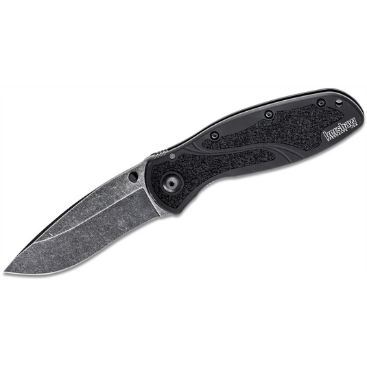 Kershaw Blur Assisted Open Inset Liner Lock Do-it-All Blade EDC Folding Pocket Knife with Blackwashed Finish - Black