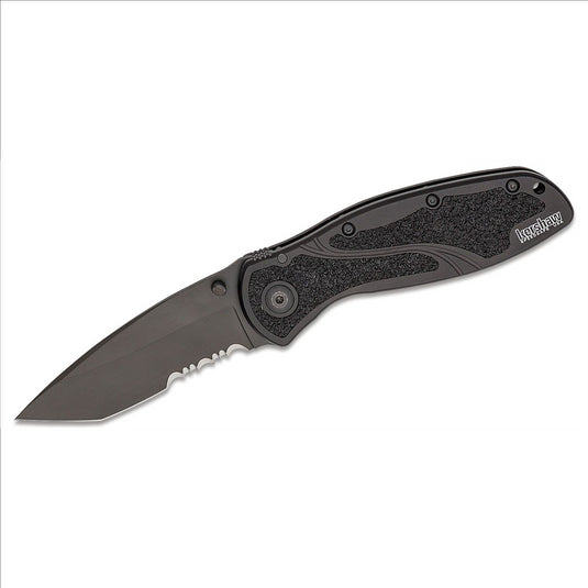 Kershaw Tanto Blur-Serrated Assisted Open Inset Liner Lock Tanto Blade EDC Folding Pocket Knife - Black