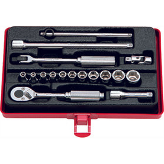 Ko-ken USA 2261M 1/4 Sq. Dr. 17 Piece Metric 6-Point Socket Set  4-12mm