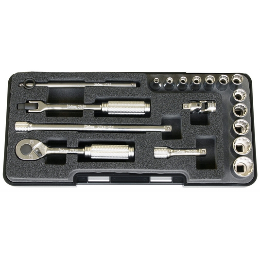 Ko-ken USA P2281A-12P 1/4 Sq. Dr. 18 Piece 12-Point SAE Socket set  1/8-9/16