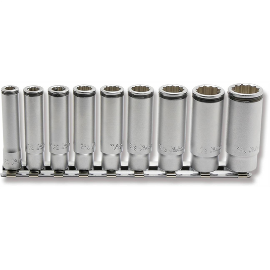 Ko-ken Tools 1/4"" Sq. Drive 12-Point SAE Deep Nut Grip 9 Piece