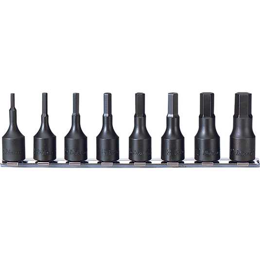 Ko-ken USA RS3012M/8-L52 8 Piece 3/8 Sq. Dr. Impact Metric Hex Bit Socket set  3mm-12mm