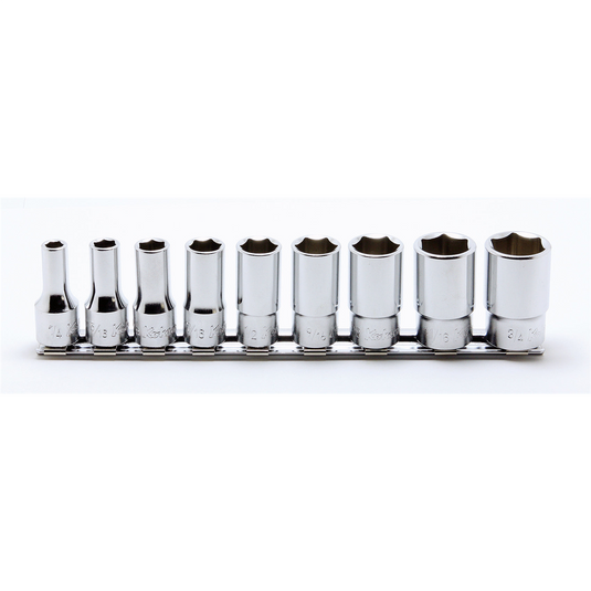 Ko-ken USA RS3300XA/9 9 Piece 3/8 Sq. Dr. 6-Point Semi-Deep Chrome SAE Socket set  1/4-3/4
