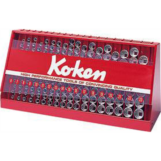Ko-ken USA S3240A-00 3/8 Square Drive 126 Piece 6-Point SAE Socket Set 1/4-7/8 Inch in Display Stand