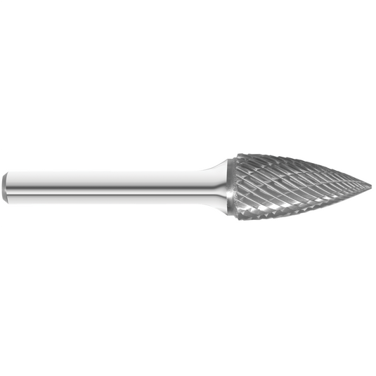 KnKut KnKut SG-5 Pointed Tree Shape Carbide Burr 1/2"" x 1"" x 2-3/4"" OAL with 1/4"" Shank