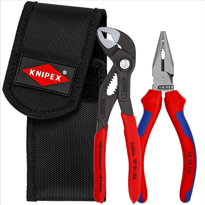 KNIPEX 2 Pc Mini Pliers in Belt Pouch - Cobra® and Needle-Nose
